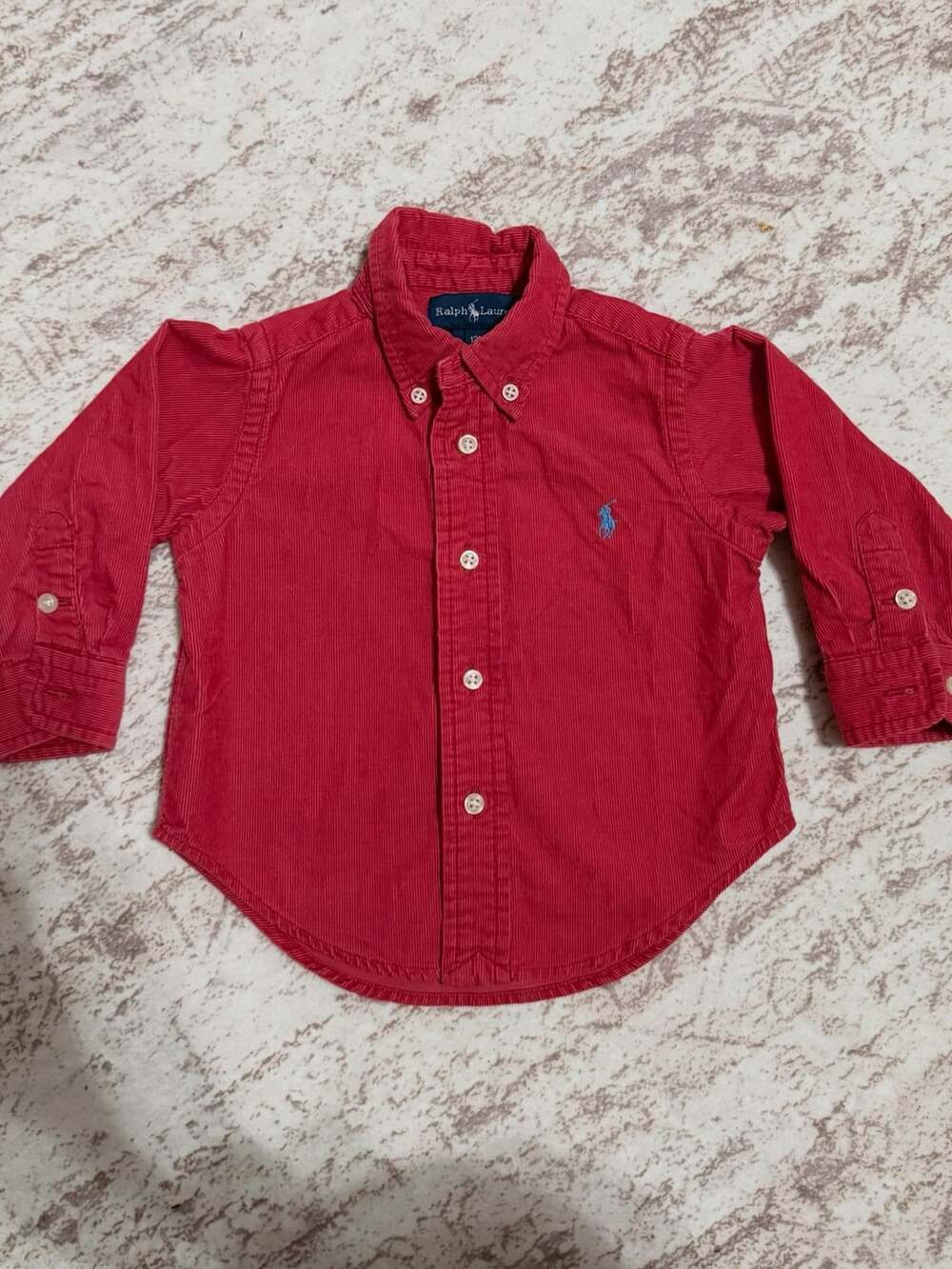Ralph Lauren Baby Boys Red Corduroy Long Sleeve Button Down Shirt 12M